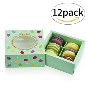 Macaroon Box Chocolate Container Cookie Holder with Window Hold 6 Macarons Boxes